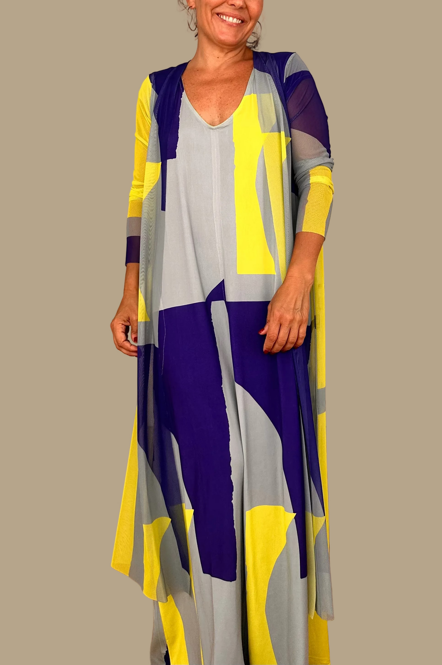 LUSET Long Dress with IKAT Print
