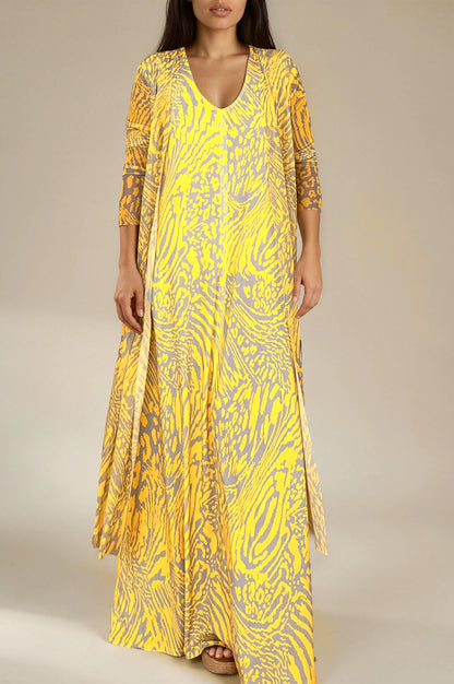 LUSET Long Dress with IKAT Print