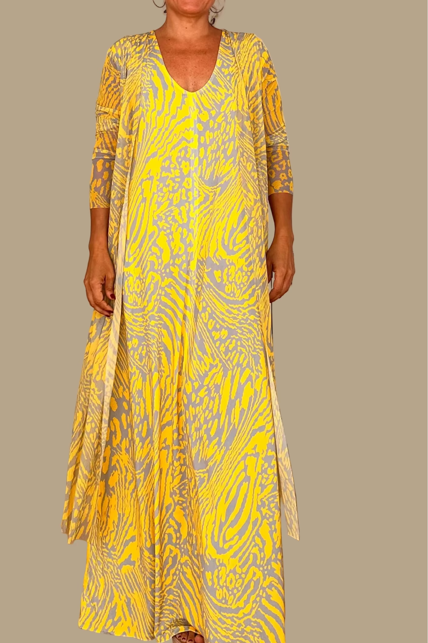 LUSET Long Dress with IKAT Print