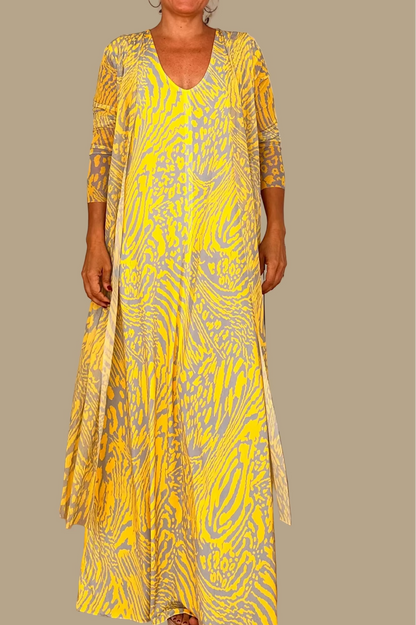 LUSET Long Dress with IKAT Print