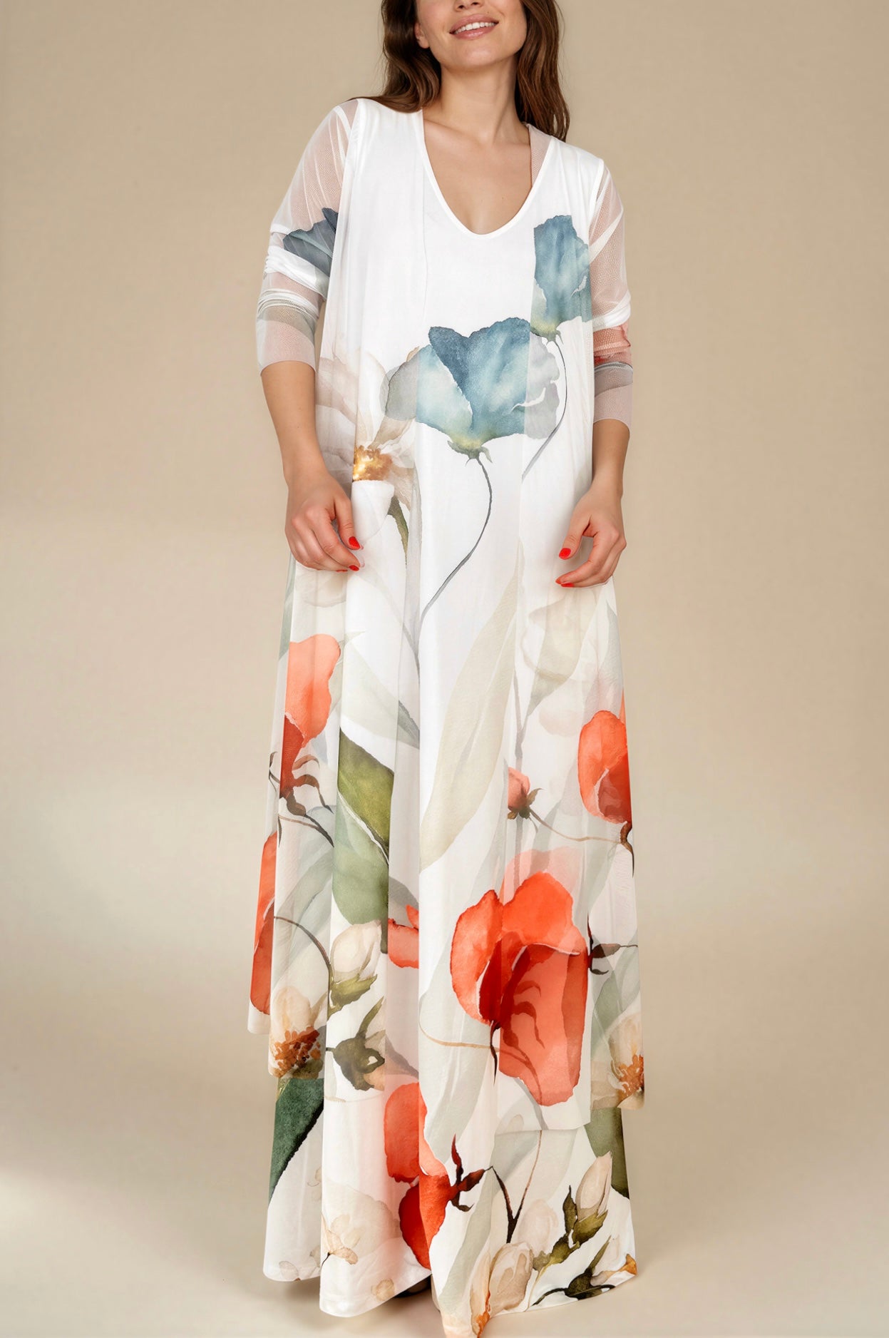 LUSET Long Dress with IKAT Print