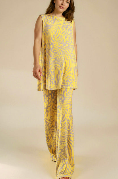 MANOLITA Trousers Geometric Curry Print