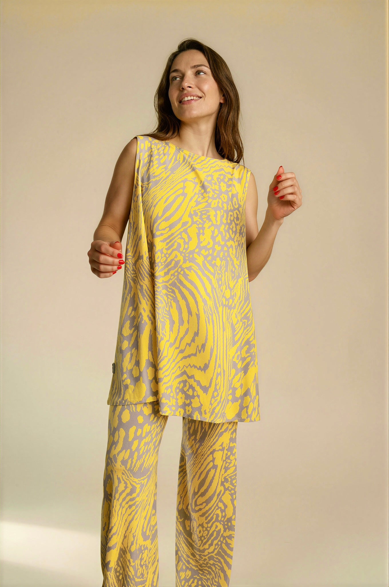 MANOLITA Trousers Geometric Curry Print