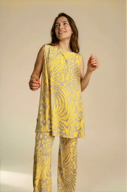 MANOLITA Trousers Geometric Curry Print