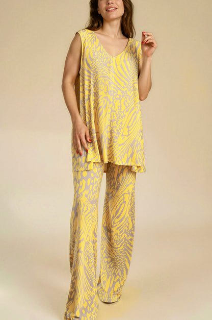 MANOLITA Trousers Geometric Curry Print