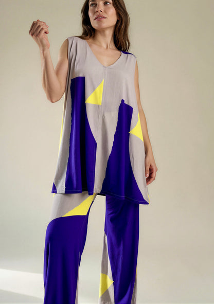 MANOLITA Trousers Geometric Curry Print