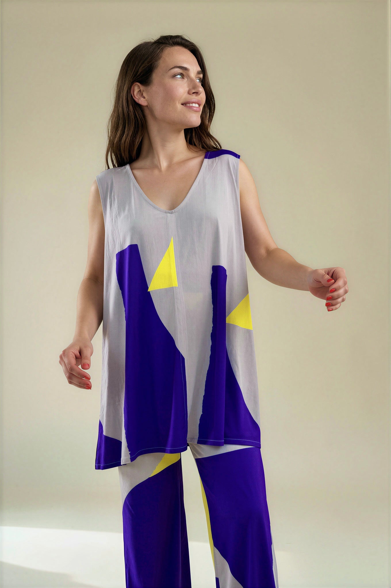 MANOLITA Trousers Geometric Curry Print