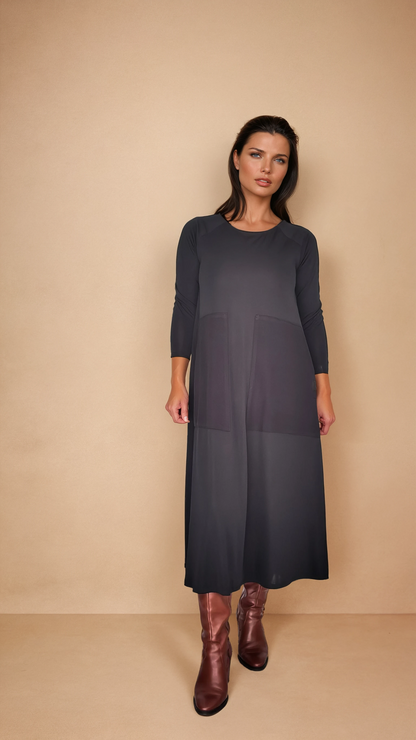 Vestido Largo LOLA Maxi Bolsillos Negro