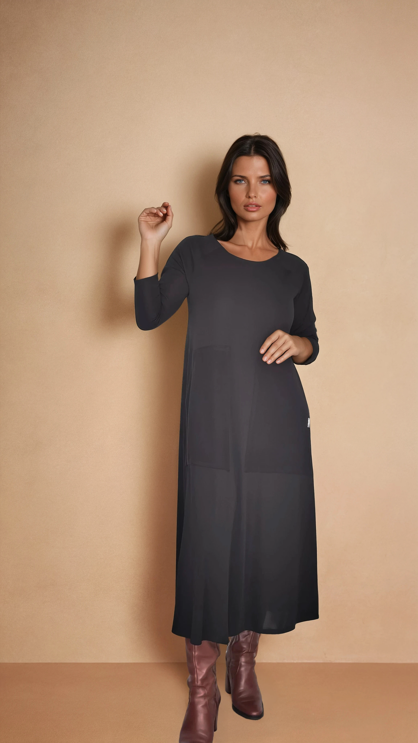 Vestido Largo LOLA Maxi Bolsillos Negro