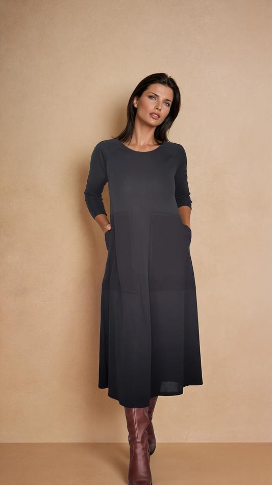 Vestido Largo LOLA Maxi Bolsillos Negro