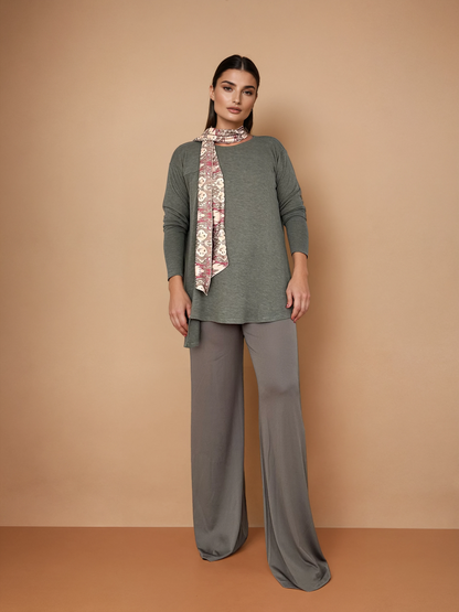 Pantalón MANOLITA Básico Crepe Verde Militar