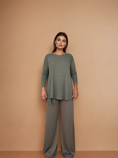 Pantalón MANOLITA Básico Crepe Verde Militar