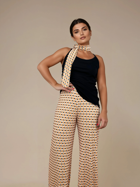 Pantalón MANOLITA Estampado Geométrico Curry