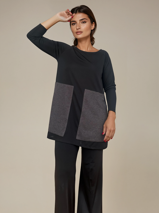 Top Evasé LOLA Negro-Gris