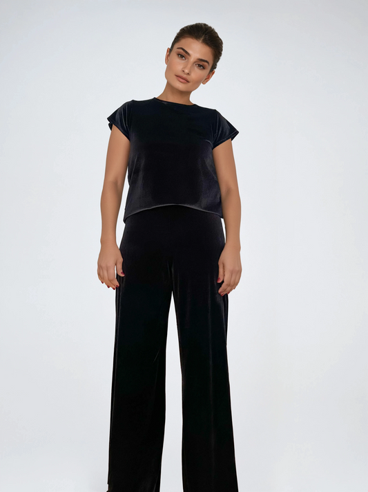 Top Evasé manga mini BEKSIN Terciopelo Negro