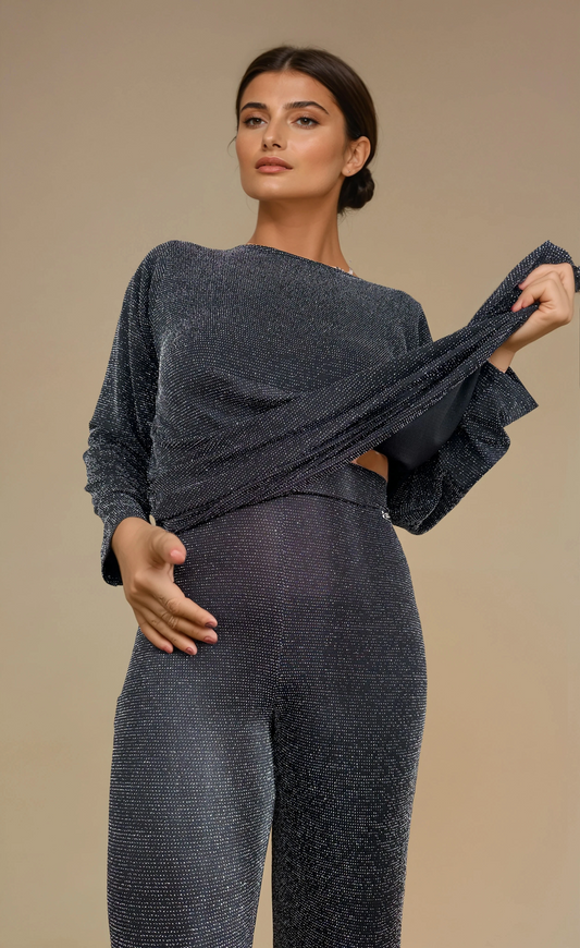 Pantalón MANOLITA Básico Lycra Malla Plata