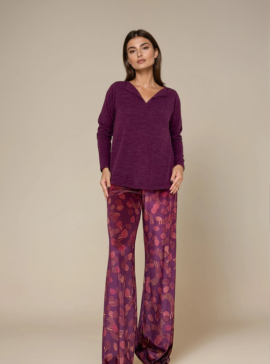 Top Evasé Petit DANIELA Punto Berenjena