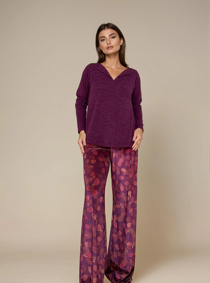 Pantalón Fluido Ancho VIRI Terciopelo Retro