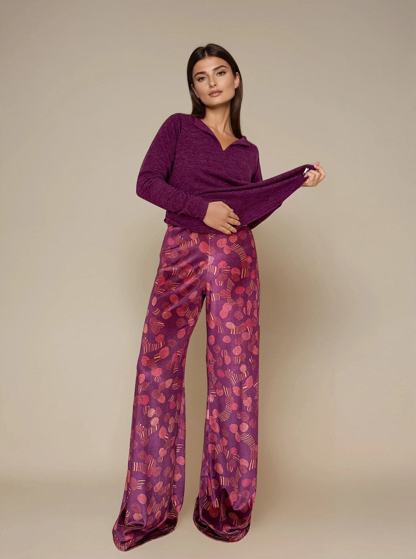Pantalón Fluido Ancho VIRI Terciopelo Retro