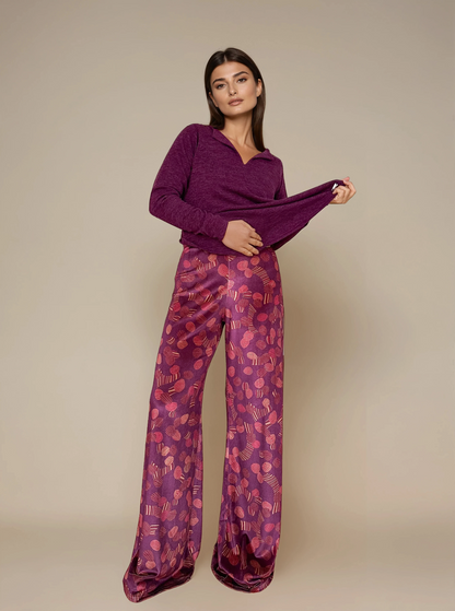 Pantalón Fluido Ancho VIRI Terciopelo Retro