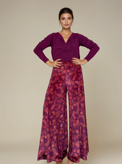 Pantalón Fluido Ancho VIRI Terciopelo Retro