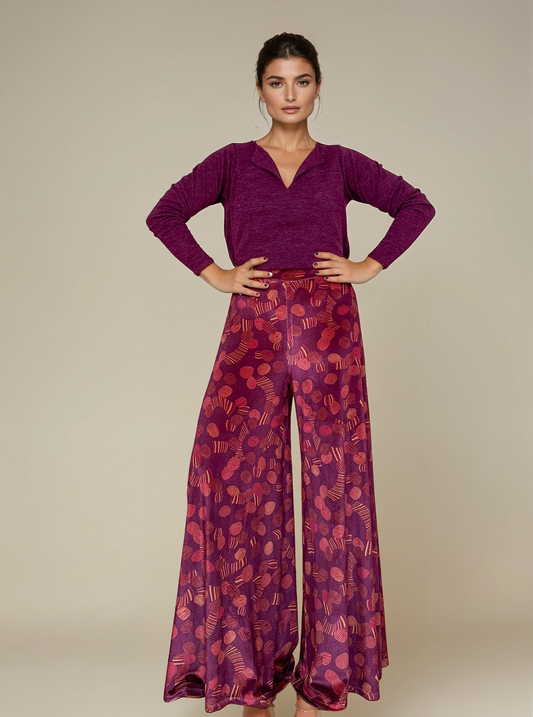 Pantalón Fluido Ancho VIRI Terciopelo Retro