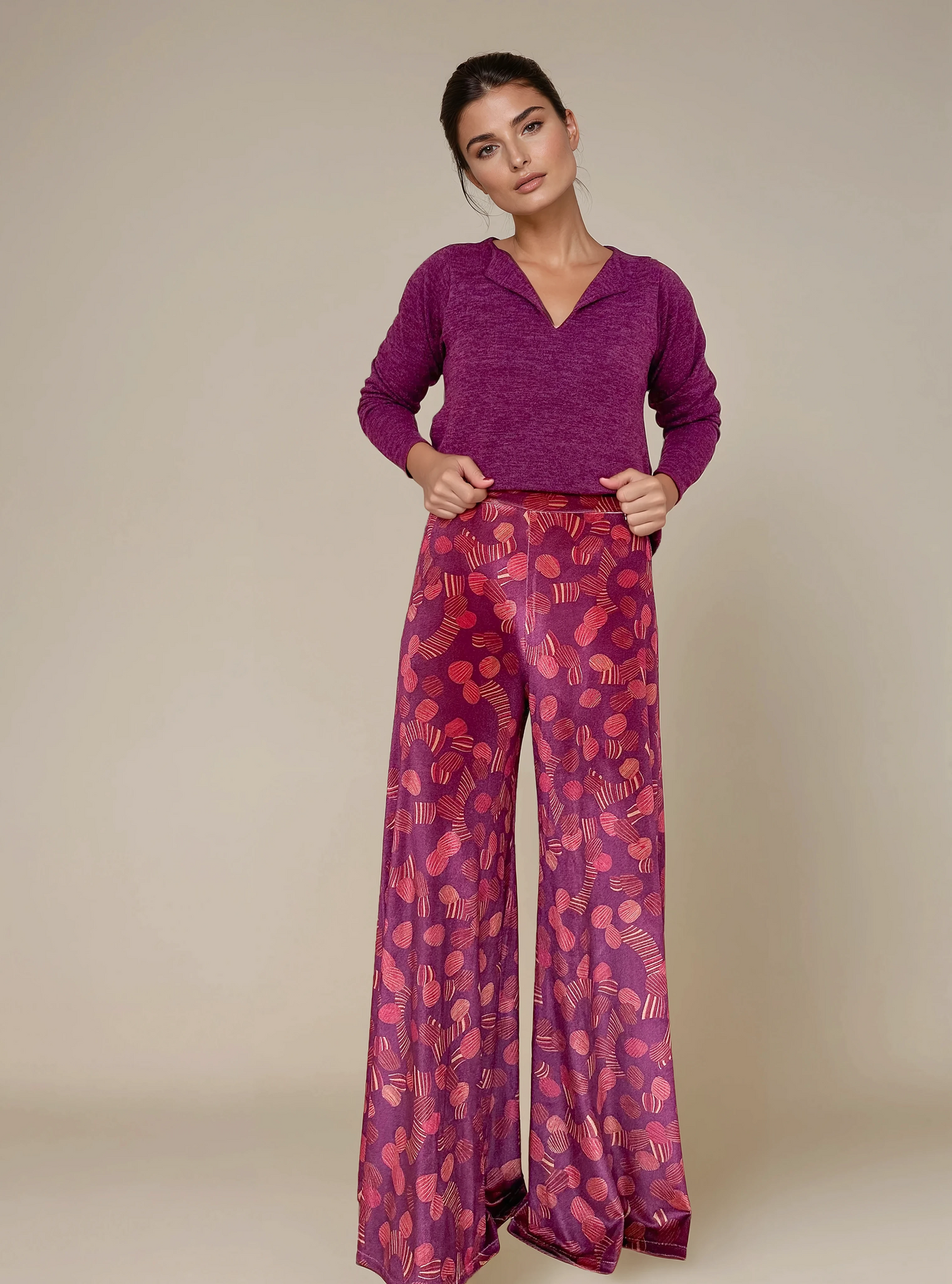 Pantalón Fluido Ancho VIRI Terciopelo Retro