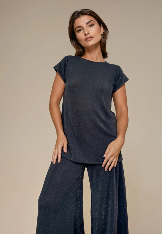 Top Evasé Manga Mini BEKSIN Malla Negro