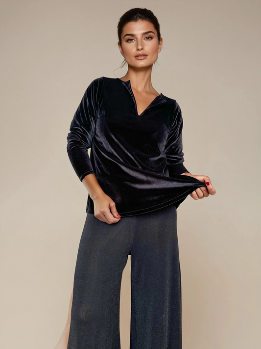 Top Evasé Petit DANIELA Punto Terciopelo Negro