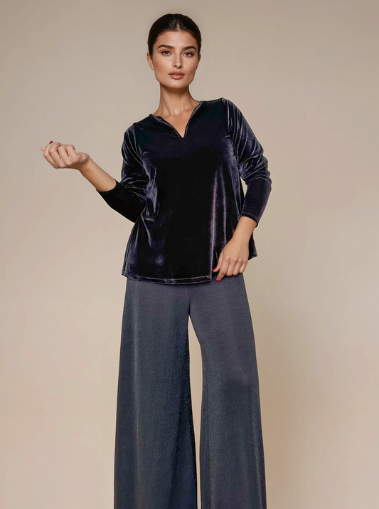 Top Evasé Petit DANIELA Punto Terciopelo Negro