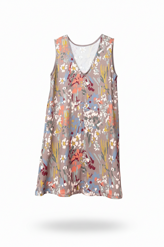 Top Largo Twist NIEVES Sin Mangas Estampado Botánico