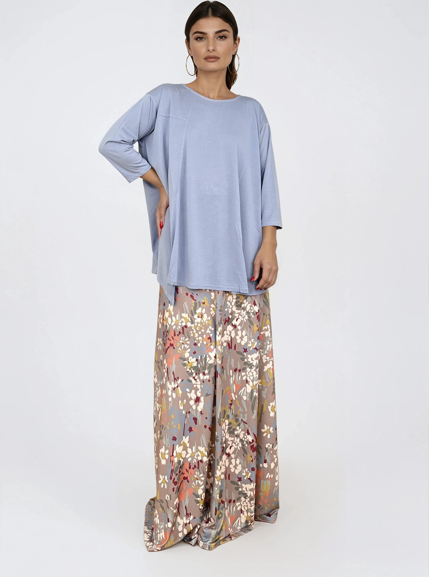 Falda Larga Evasé CORA Estampado Botánico