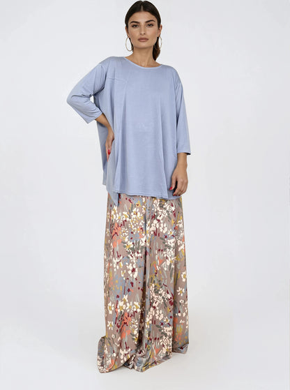 Falda Larga Evasé CORA Estampado Botánico