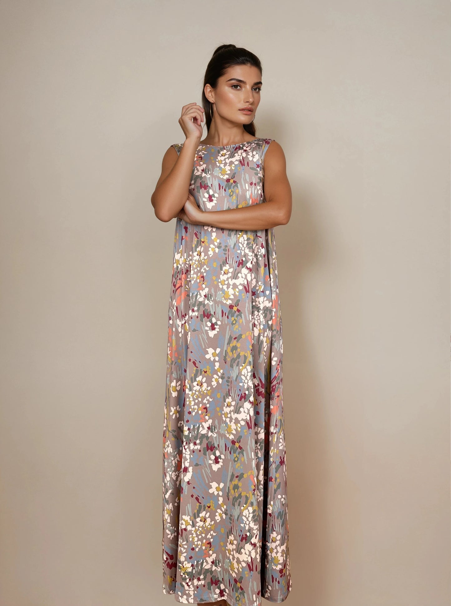 Vestido Largo Sin Mangas LUCÍA estampado Botánico