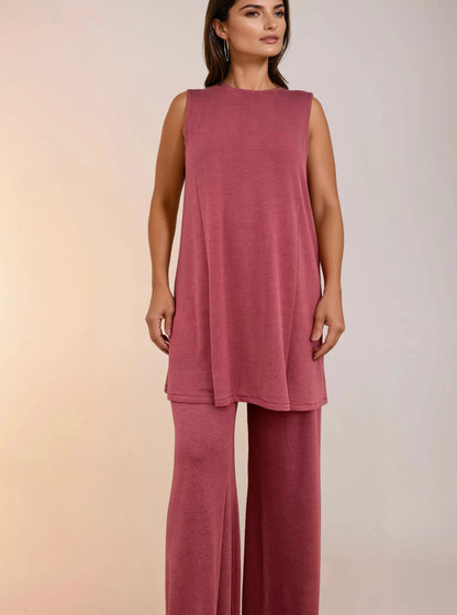 Top Largo Twist NIEVES Sin Mangas Modal Grana