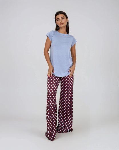 Pantalón MANOLITA Básico Lunar Celeste-Grana