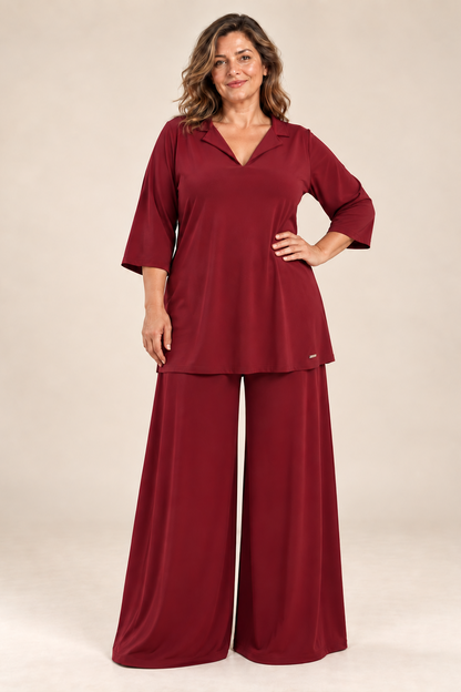 Pantalón Fluido Ancho VIRI Granate