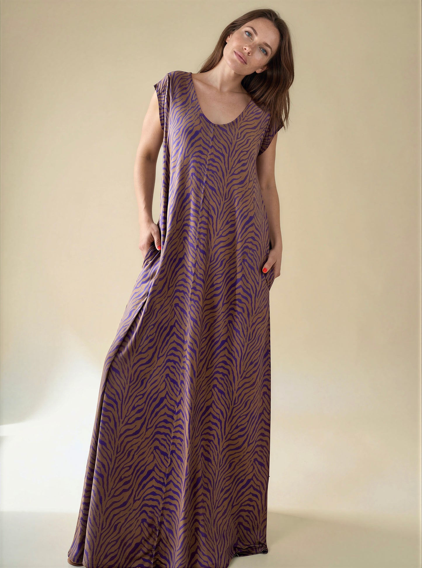 LUSET Long Dress with IKAT Print