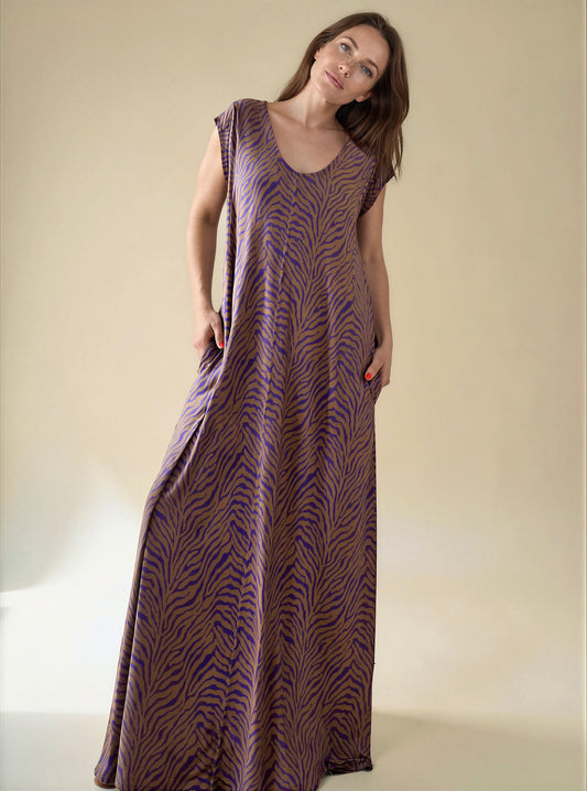 LUSET Long Dress with IKAT Print
