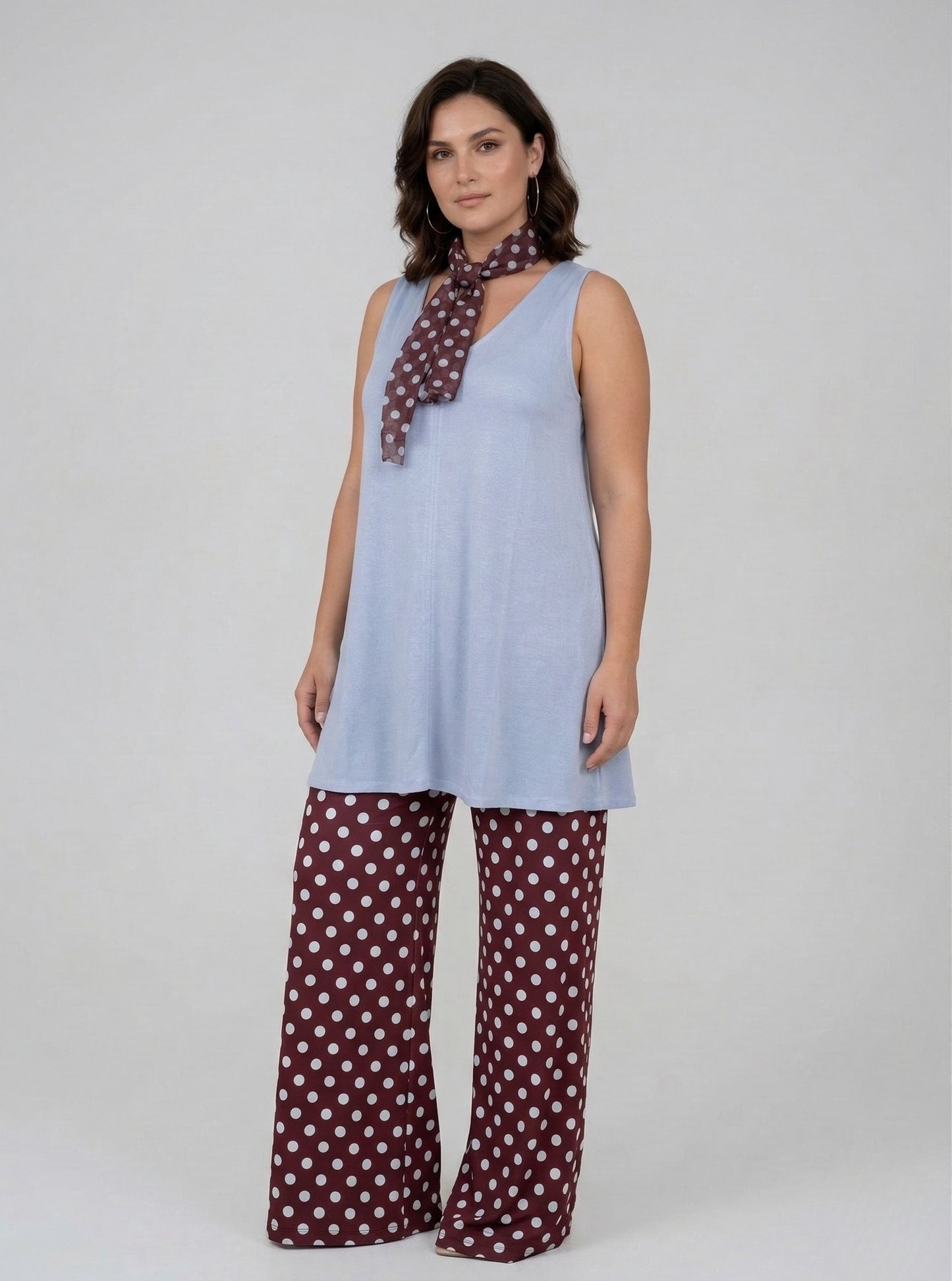 Top Largo Twist NIEVES Sin Mangas Modal Celeste