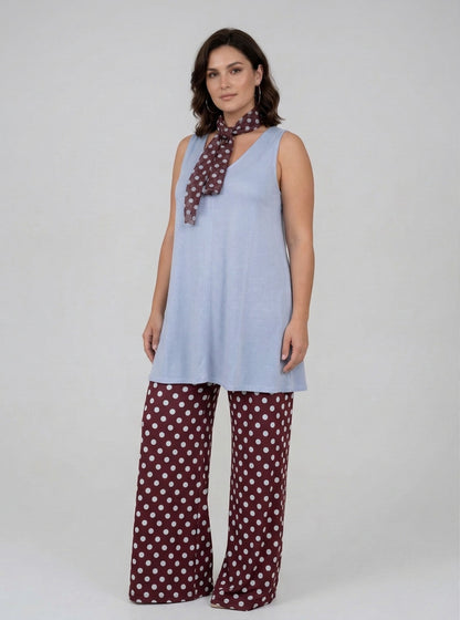 Top Largo Twist NIEVES Sin Mangas Modal Celeste
