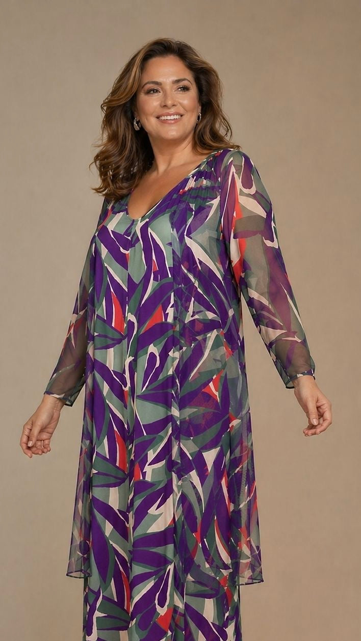 LUSET Long Dress with IKAT Print