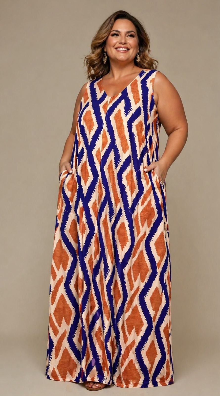 LUSET Long Dress with IKAT Print