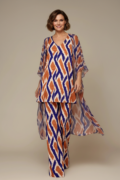 MANOLITA Trousers Geometric Curry Print