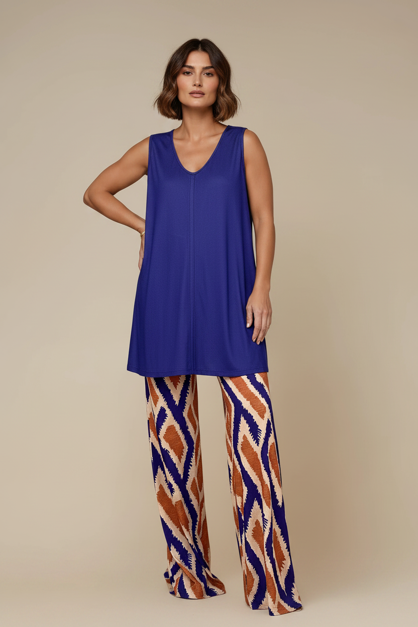 MANOLITA Trousers Geometric Curry Print