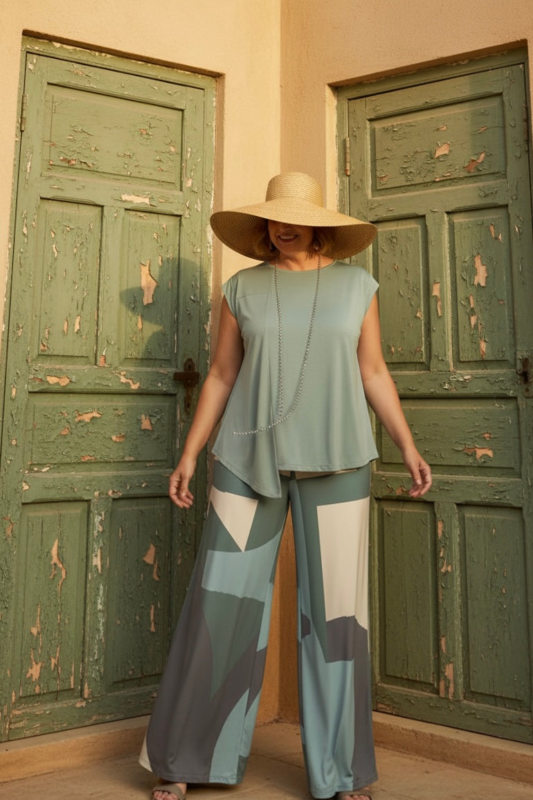 Pantalón MANOLITA Básico Artwork Agua