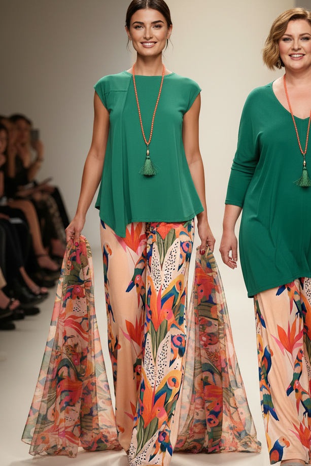 Top Largo Twist NIEVES Con Mangas Esmeralda