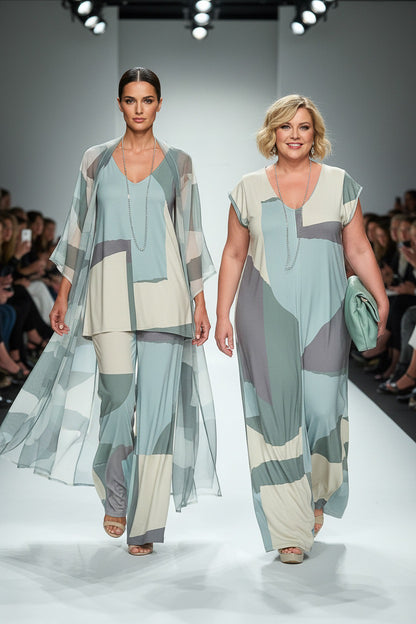 LUSET Long Dress with IKAT Print
