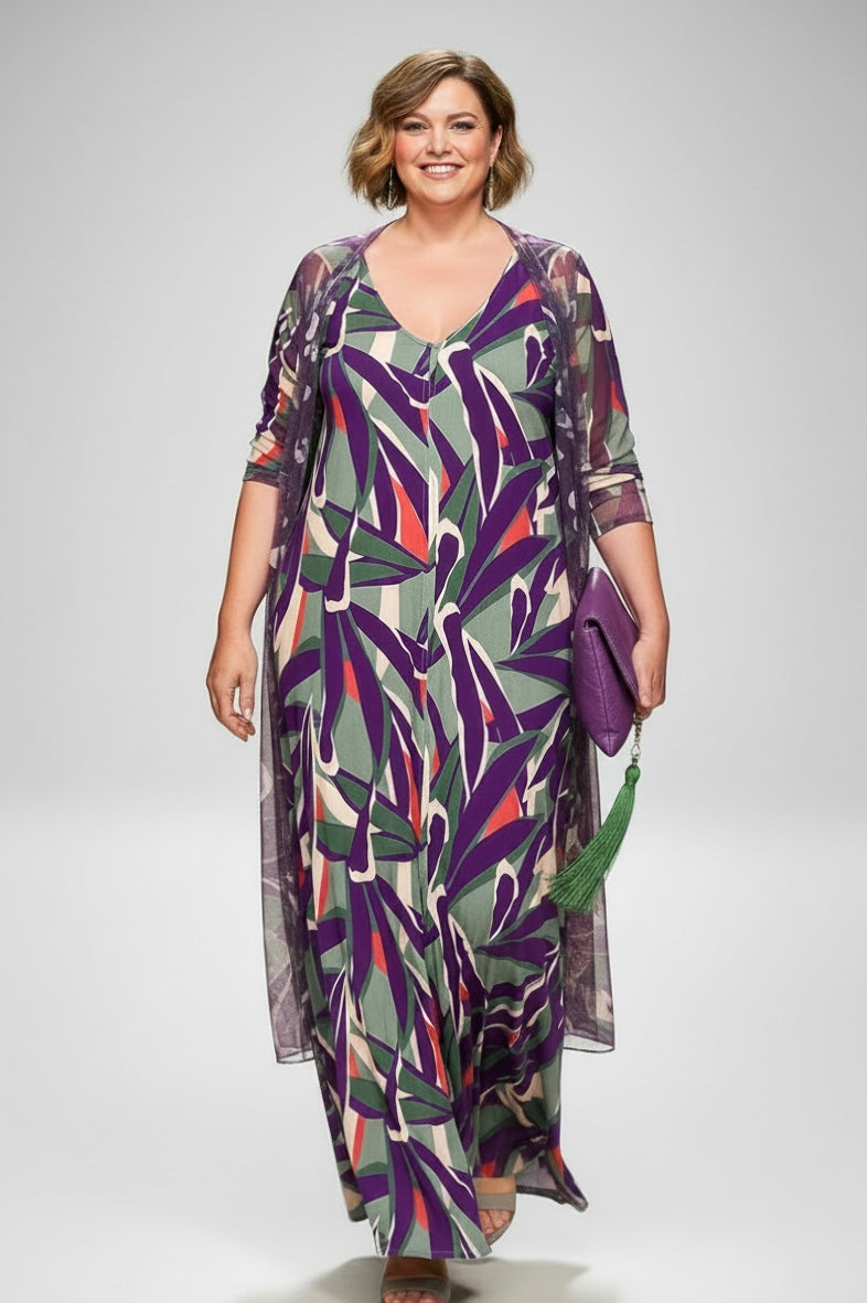 LUSET Long Dress with IKAT Print