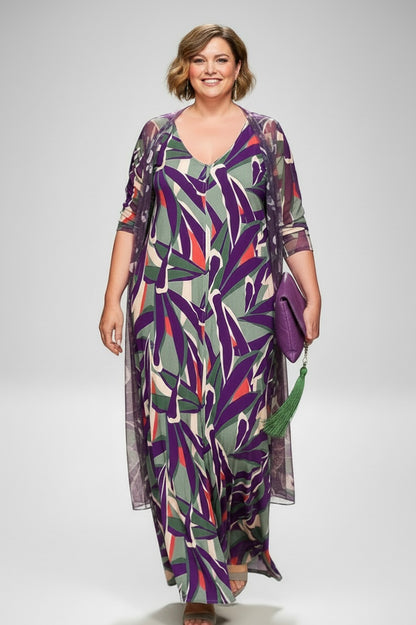 LUSET Long Dress with IKAT Print